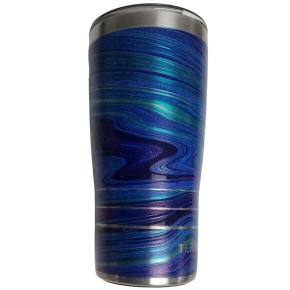 Tervis Tumbler Aqua Gate V3 Insulated Travel Sip Cup Blue Purple Teal Swirl 20oz - Picture 4 of 14